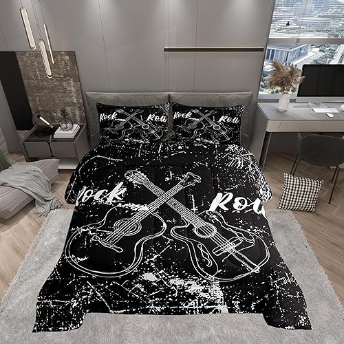 Castle Fairy Rock Roll Music Comforter Sets King Size,Guitar Instrument Bedding 