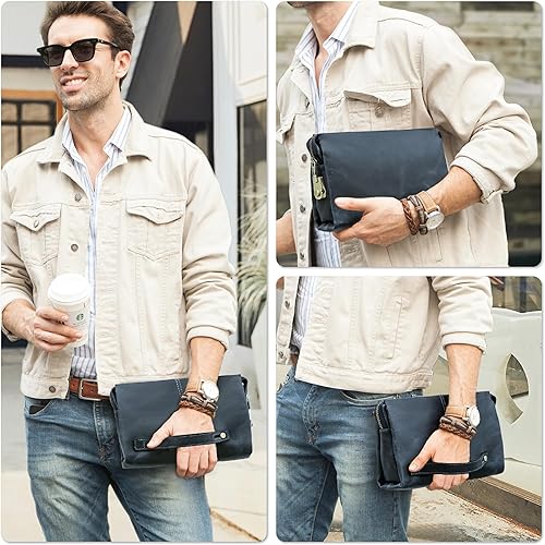 Vista 21 de Funda de piel de grano superior para hombre y mujer, múltiples bolsillos/ranuras, RFID de gran capacidad para tarjetas, cheques, dinero, pasaporte