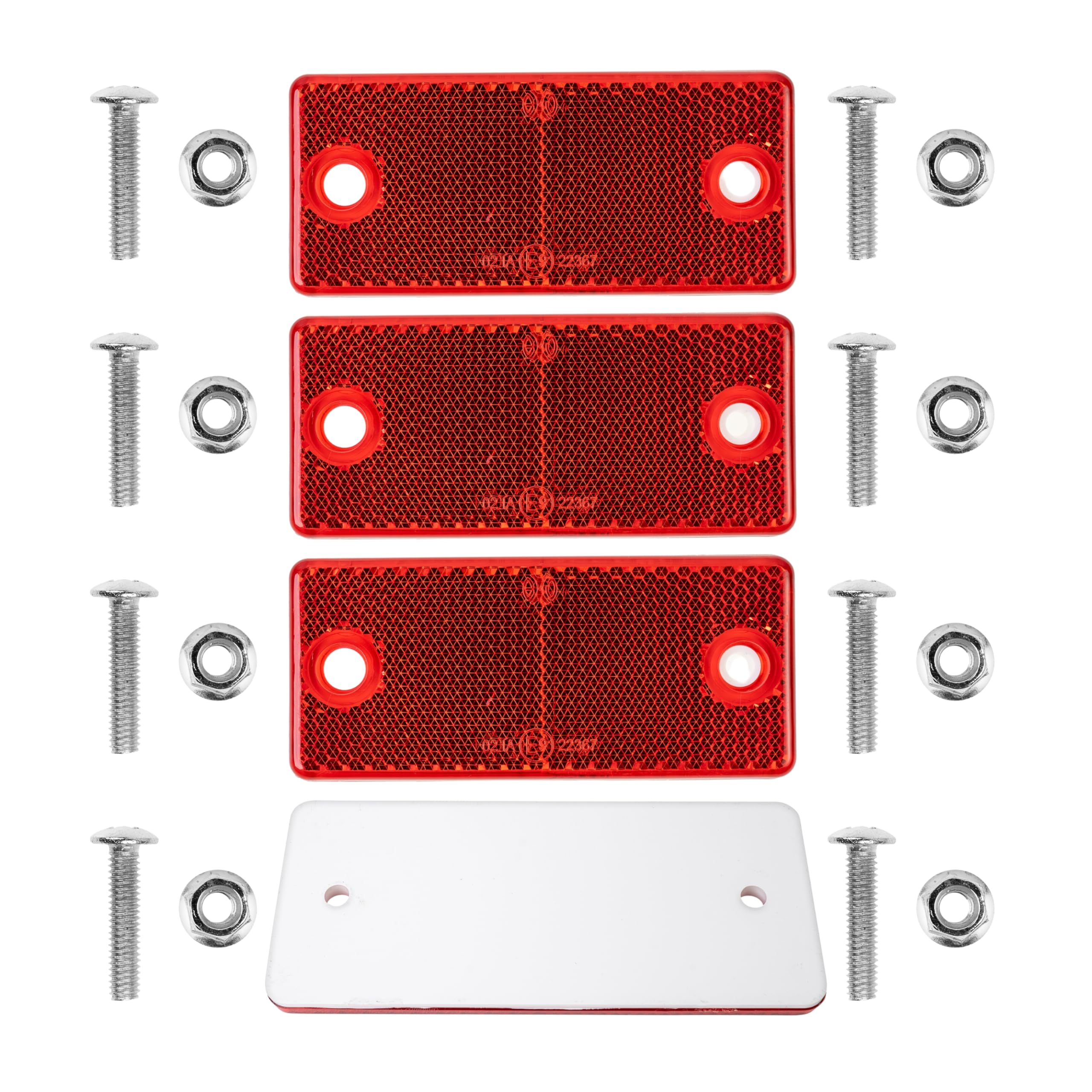 Reflectores para Pegar, 4 Uds, Rojo, 94 x 44 mm, Marca de E, Reflector de Seguridad Remolque, Caravana, Poste, Captafaro, Derecho e Izquierdo, Reflector de Remolque Estándar, Catadioptrico Rojo — view 15
