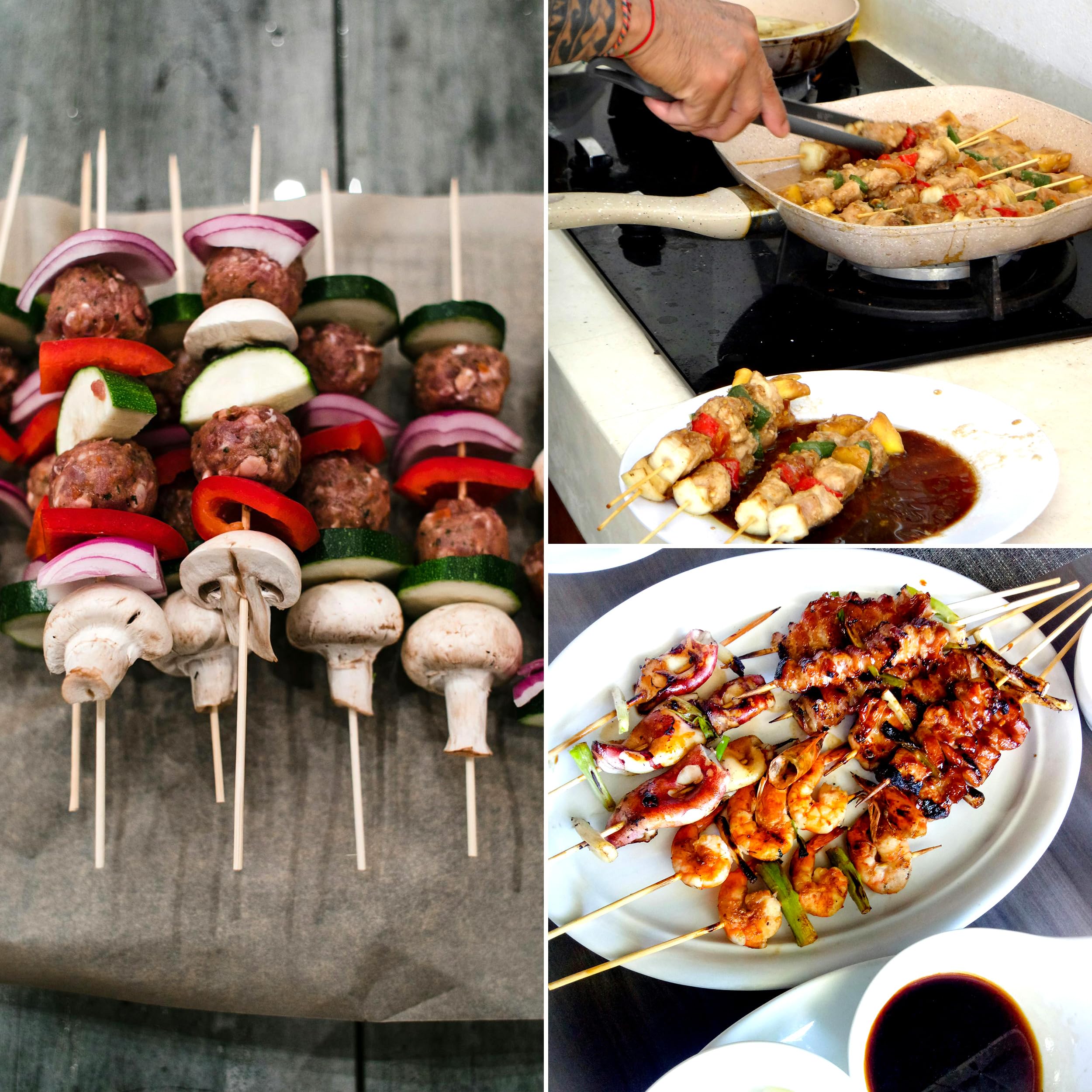 Lot de 100 brochettes en bambou 20 cm pour barbecue