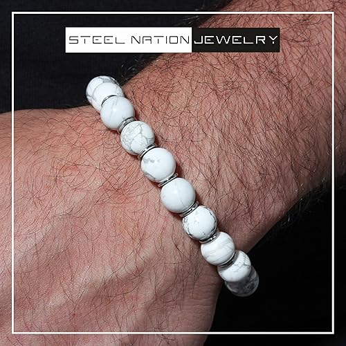 Miniatura 2 de STEEL NATION JEWELRY Pulseras de cuentas Bolo de acero inoxidable para hombre, ajustables, hipoalergénicas, a elección de estilos y tamaños de color