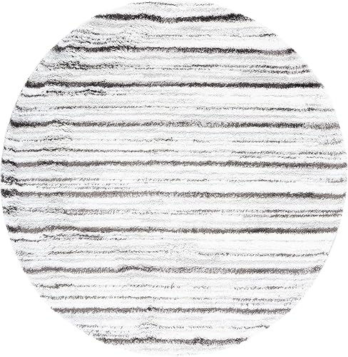 Miniatura 10 de Safavieh Berber Shag Collection BER565A - Alfombra de área de 6 pies 7 pulgadas x 9 pies color azul óxidomarfil a rayas no desprende pelusa 125