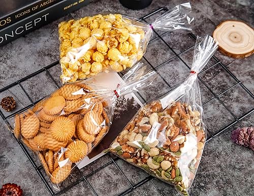 Miniatura 10 de LOKIQNG - Bolsas de celofán de plástico, bolsas de regalo transparentes para galletas, bolsas de golosinas con lazos giratorios para bolsas de