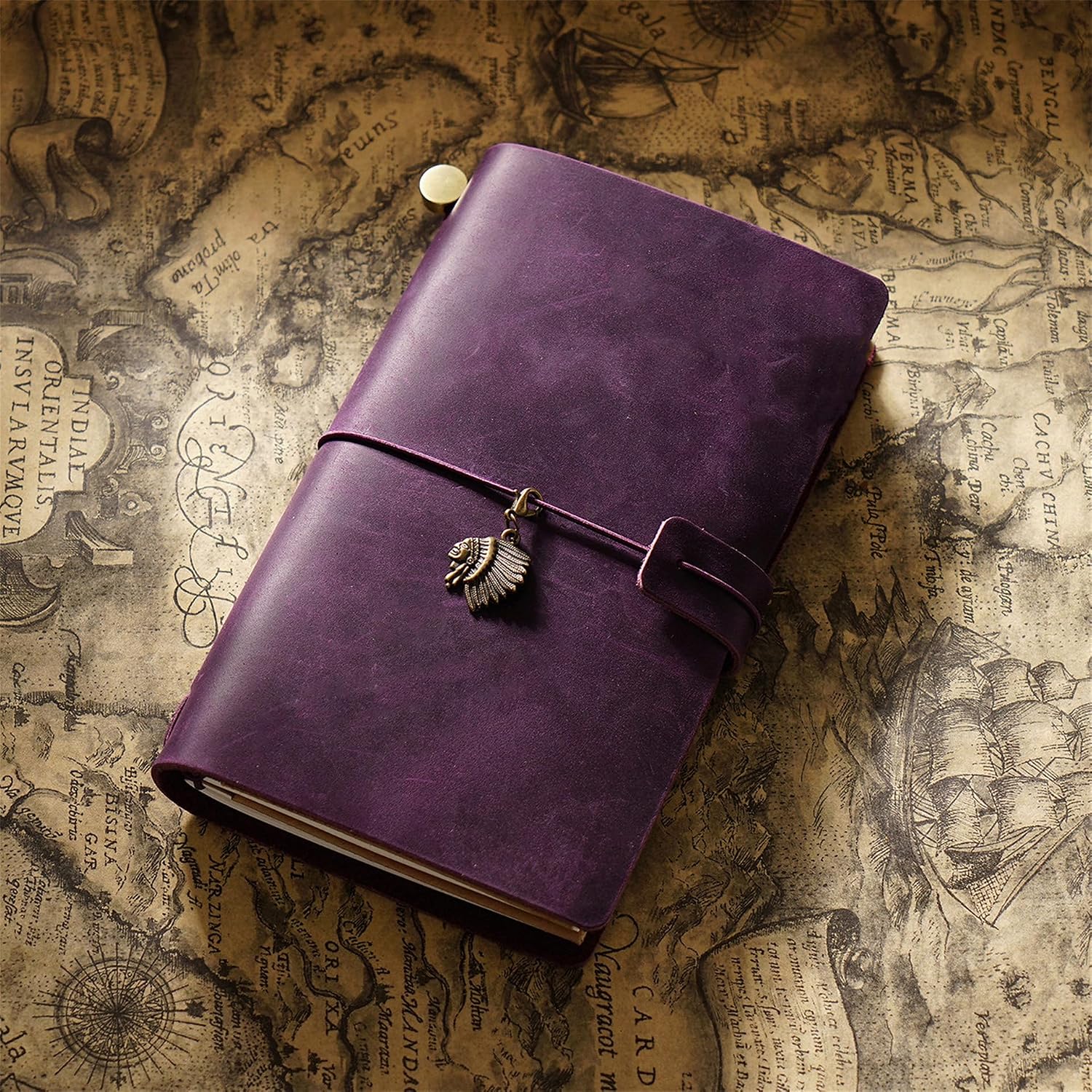 Genuine Leather TN Travel Notebook Protective Cover Journal Sketchbook Planner Agenda Diary Personal Organizers Noteboo (Purple Portable)