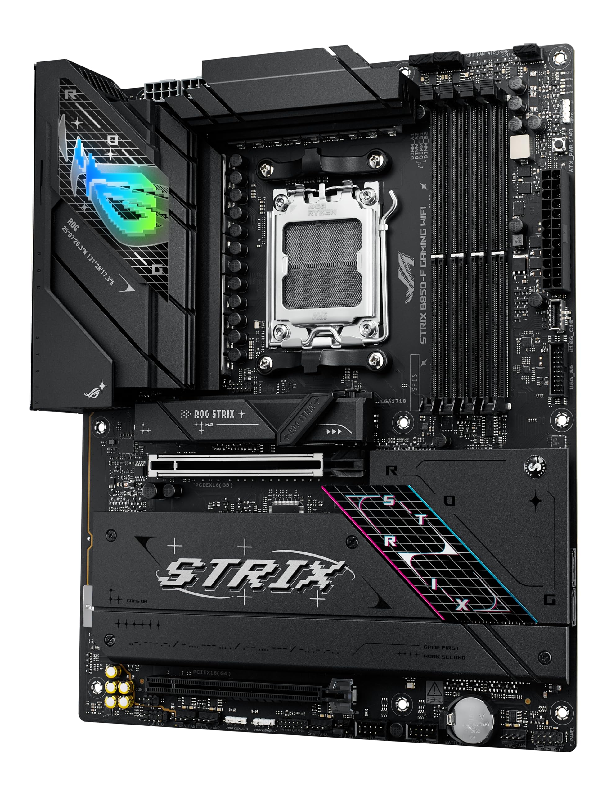 ASUS ROG Strix B850-F Gaming WiFi Mainboard Sockel AMD AM5 (AMD B850, ATX, DDR5 Speicher, PCIe 5.0, WiFi 7, 2X PCIe 4.0 M.2, Aura Sync)