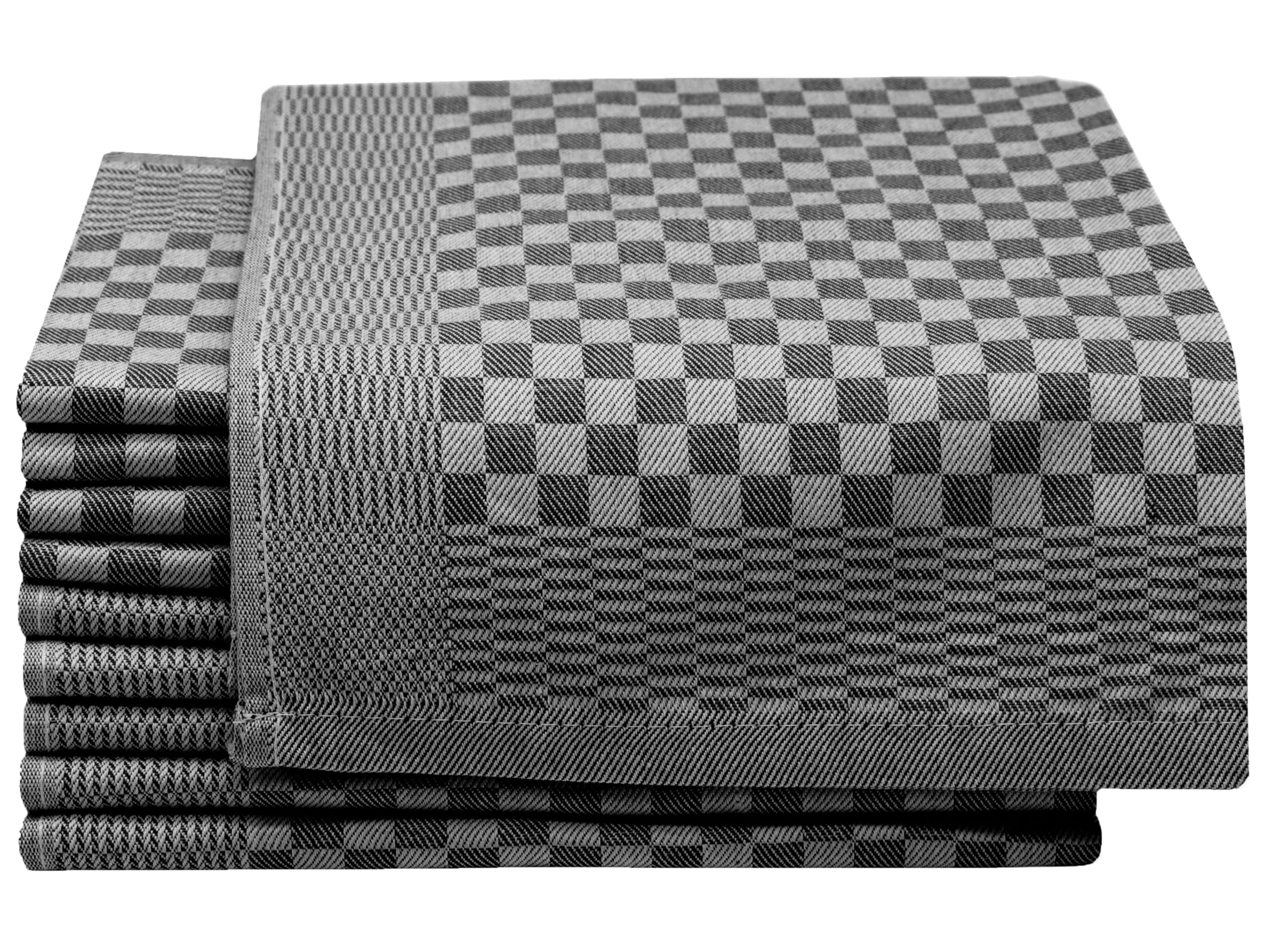 ZOLLNER 10 Trapos de Cocina de algodón a Cuadros, 46x70cm, 220 g, Negro