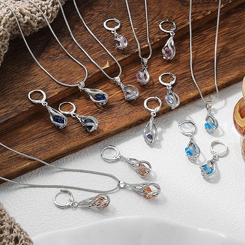 Miniatura 5 de IFKM Silver Jewelry Sets for Women Rhinestone Crystal CZ Bridal Bridesmaid Accessories Necklace Earrings set for Wedding Prom Anniversary Birthday