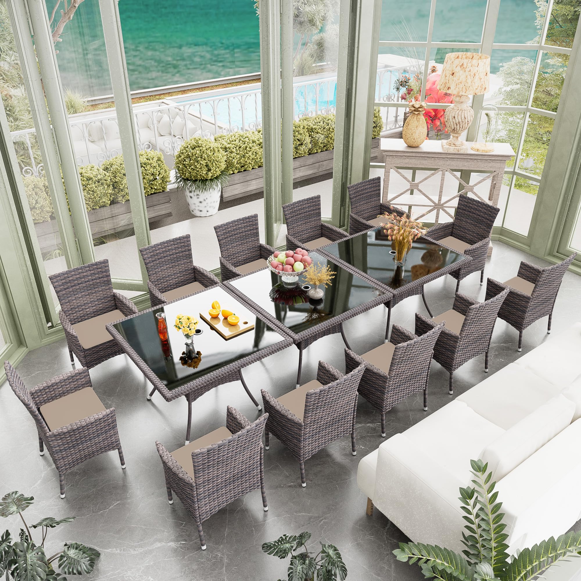 RTDTD 15-Piece Outdoor Patio Dining Set (Rattan)