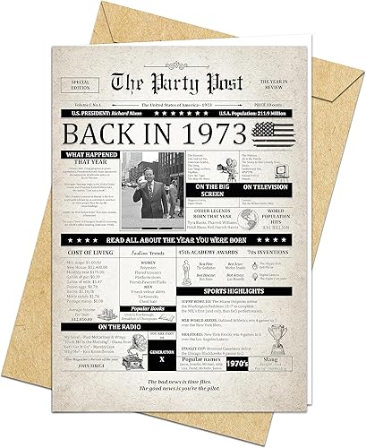 Tarjeta de cumpleaños número 52, tarjeta jumbo de feliz cumpleaños para hombres o mujeres nacidos en 1973, regalos divertidos grandes para papás o