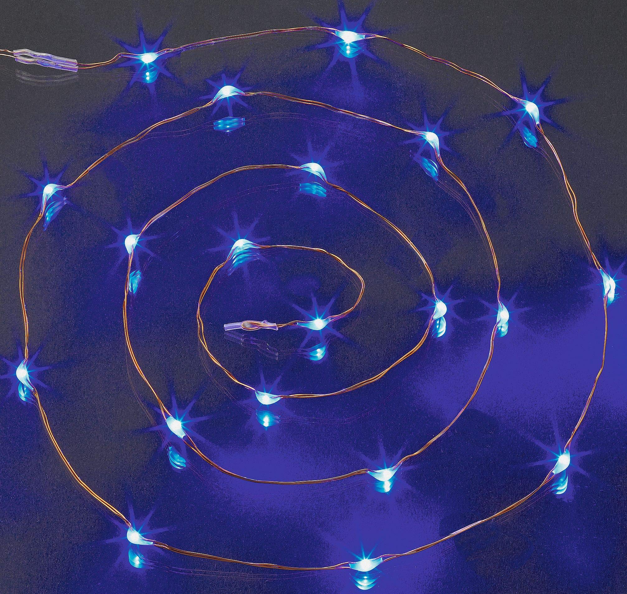 hellum Tauperlen Lichterkette mit 20 LED, blaue LED Kupferkabel Lichterkette mit Schalter, batteriebetrieben (2xAA nicht enthalten), beleuchtet 1,05 m, Deko für innen mit 20 blauen Lichtern 570724