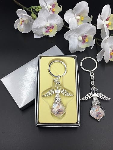 Miniatura 2 de Llavero de ángel de cristal, 12 unidades, diseño de recuerdos de bautizo/primera comunión (plata)