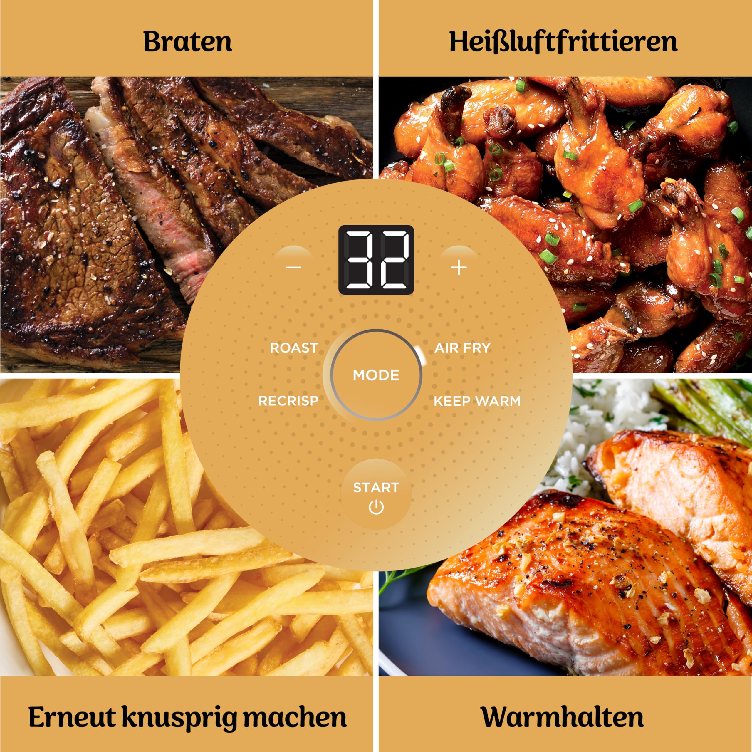 Ninja CRISPi Tragbare Heißluftfritteuse, 3,8 l & 1,4 l, 4-in-1: Heißluftfrittieren, Braten, Warmhalten, Aufknuspern, kompakt, 6 Portionen, 2 Glasbehälter & Deckel, 1700 W, Ingwerbraun FN101EUGD