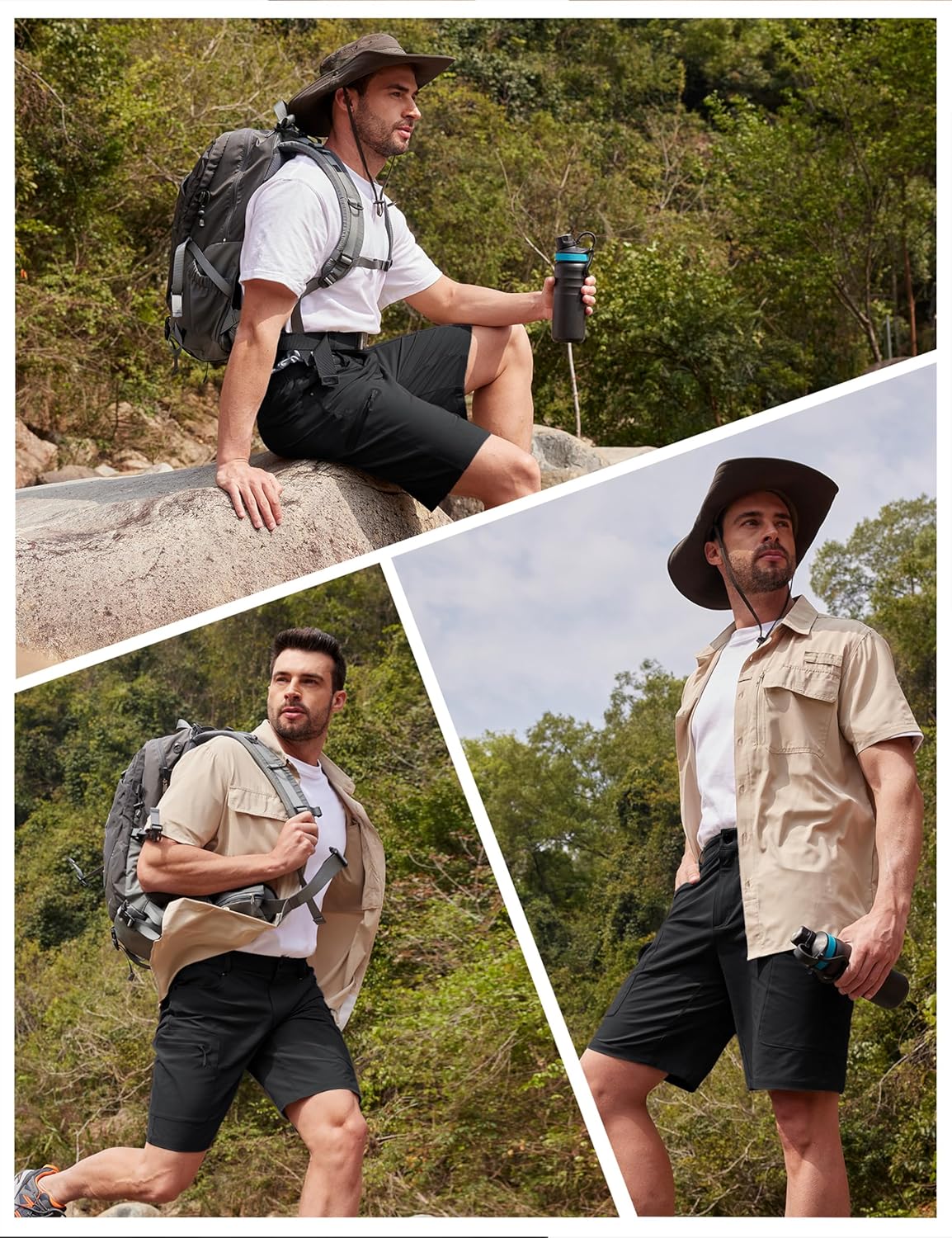 TACVASEN Men's Hiking Cargo Shorts 10" Quick Dry Lightweight Casual Summer Outdoor Golf Shorts with 5 Zipper Pockets