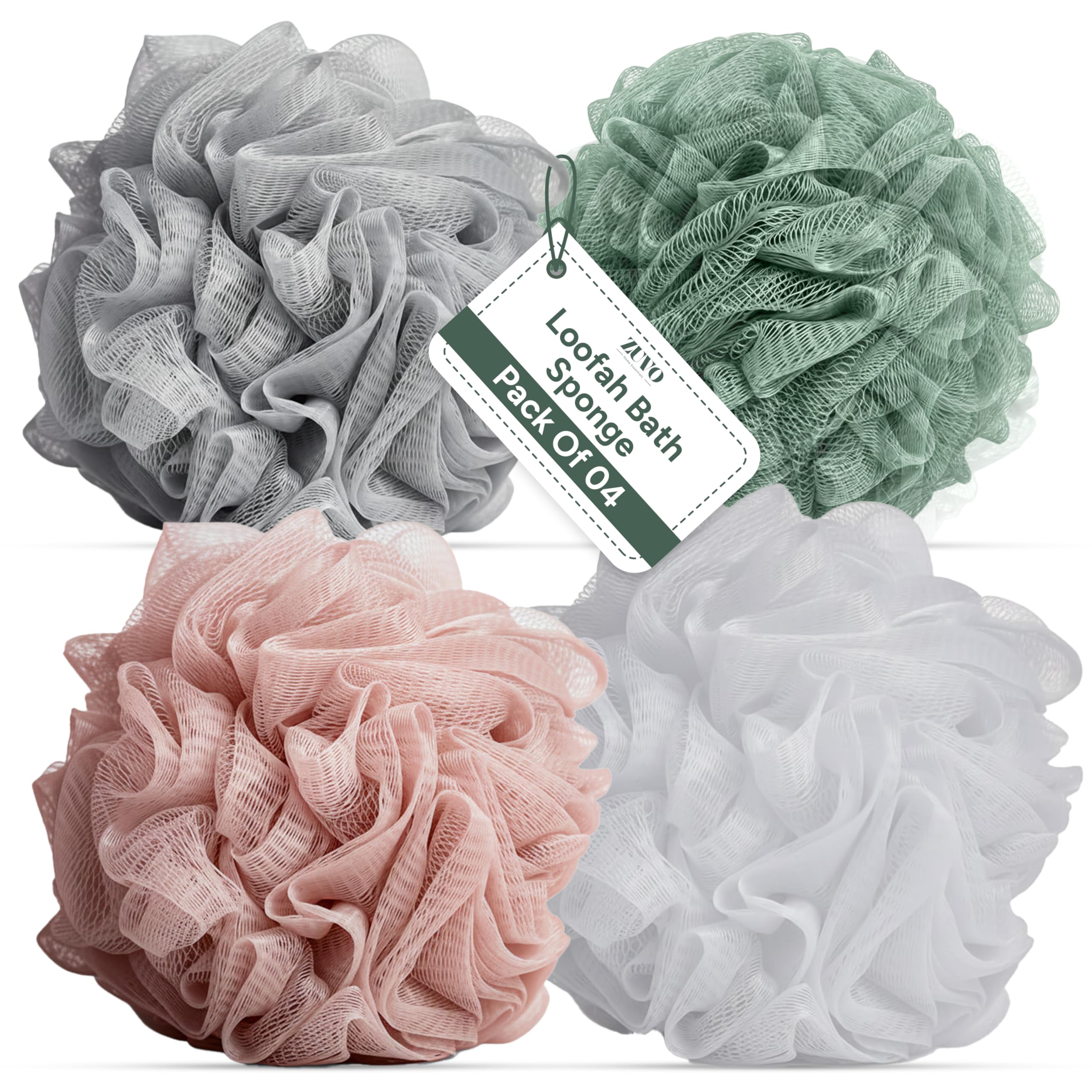 B&Q -  Loofah Bath Sponge Pack Of 4 Soft Durable Shower Puffs Unisex