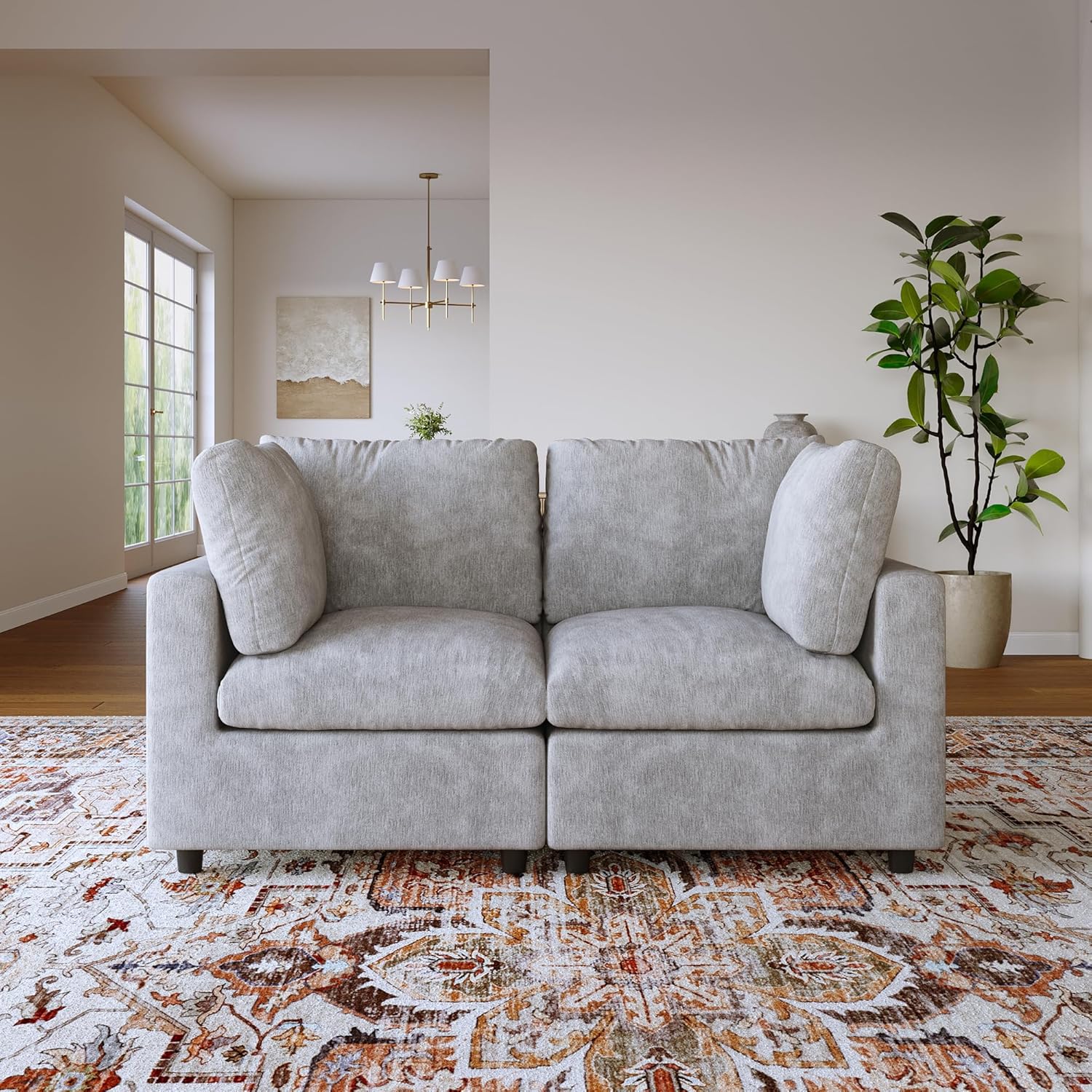 67" Loveseat Sofa, Cloud Modular Sectional Sofa, Cushion Covers Washable&Replaceable, Modern Sectional Couches for Living Room Apartment, Small Space (Gray)