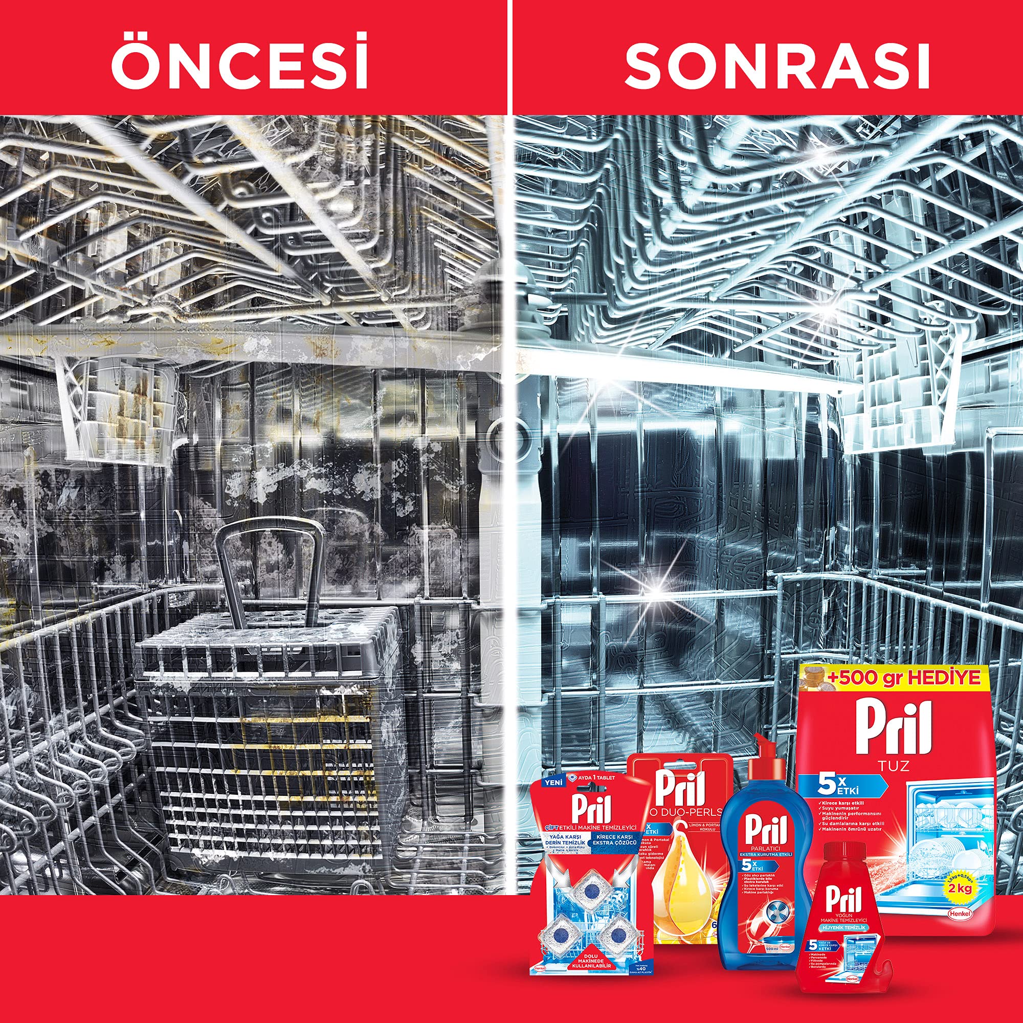 Pril Duo Power Experts Kirece Karşı Etkili Bulaşık Makinesi Tuzu 1 x 2000 g, Makine Tuzu