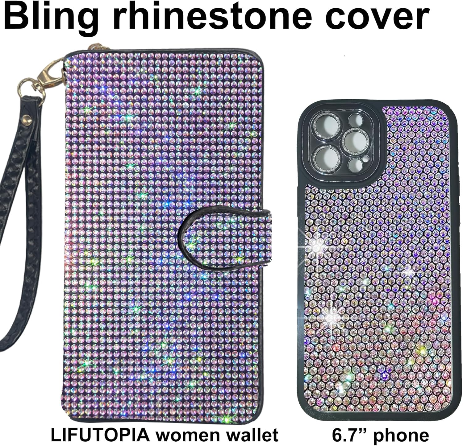 Bling Rhinestone Womens Wallet Artificial Diamond Wristlet Clutch Purse Credit Card Holder Large Capacity - Image 3