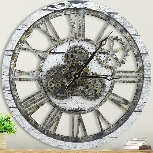 Miniatura 18 de HOIBAI Reloj de pared, relojes de pared grandes para decoración de sala de estar, 18 pulgadas, funciona con pilas, silencioso, sin tictac, moderno,