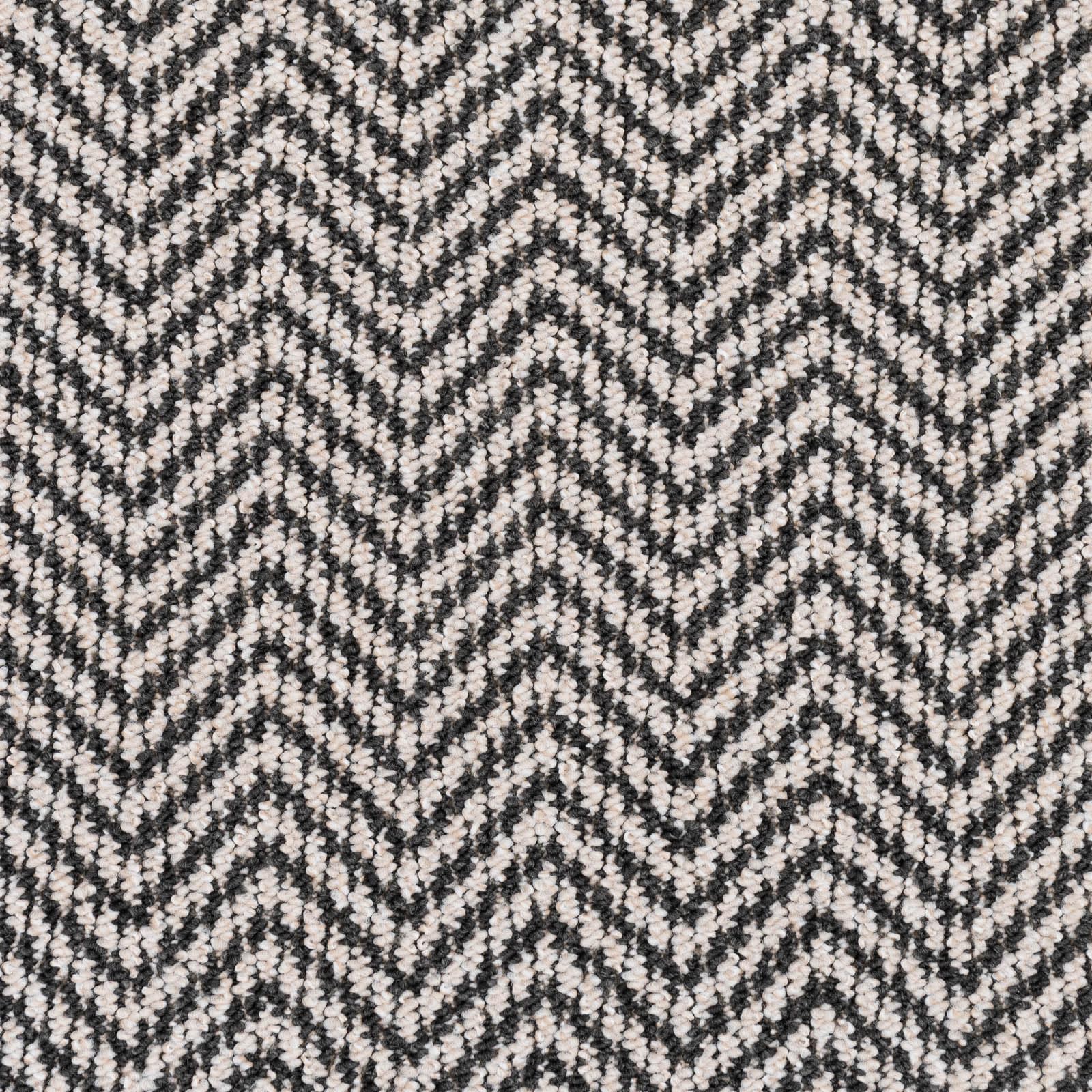 Chile Herringbone Loop Carpet Hardwearing Stain Resistant Living Room Hall Stairs (Black and White - 4m x 3m)
