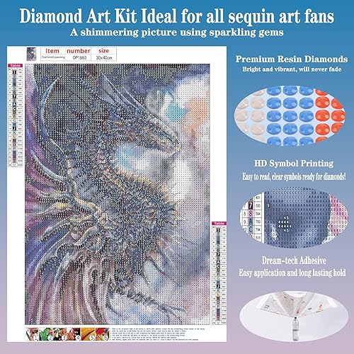 Miniatura 2 de FORLAND Kits de pintura de diamante de dragón para adultos principiantes  5D DIY Kit de diamantes de taladro completo para manualidades de pintura