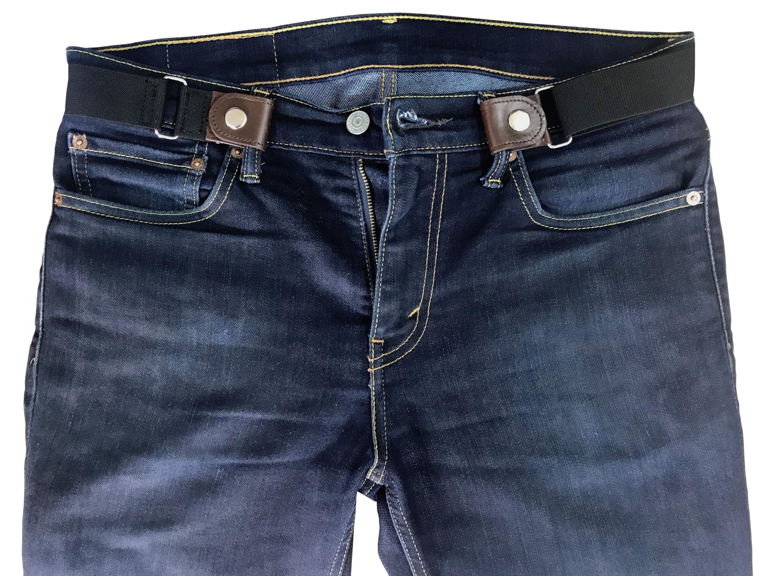 VALERIO Mens Womens Unisex Buckle-Free Hassle-Free Bulge-Free Breathe Easy Genuine Brown Leather Belt(110cm / 42 Inches)