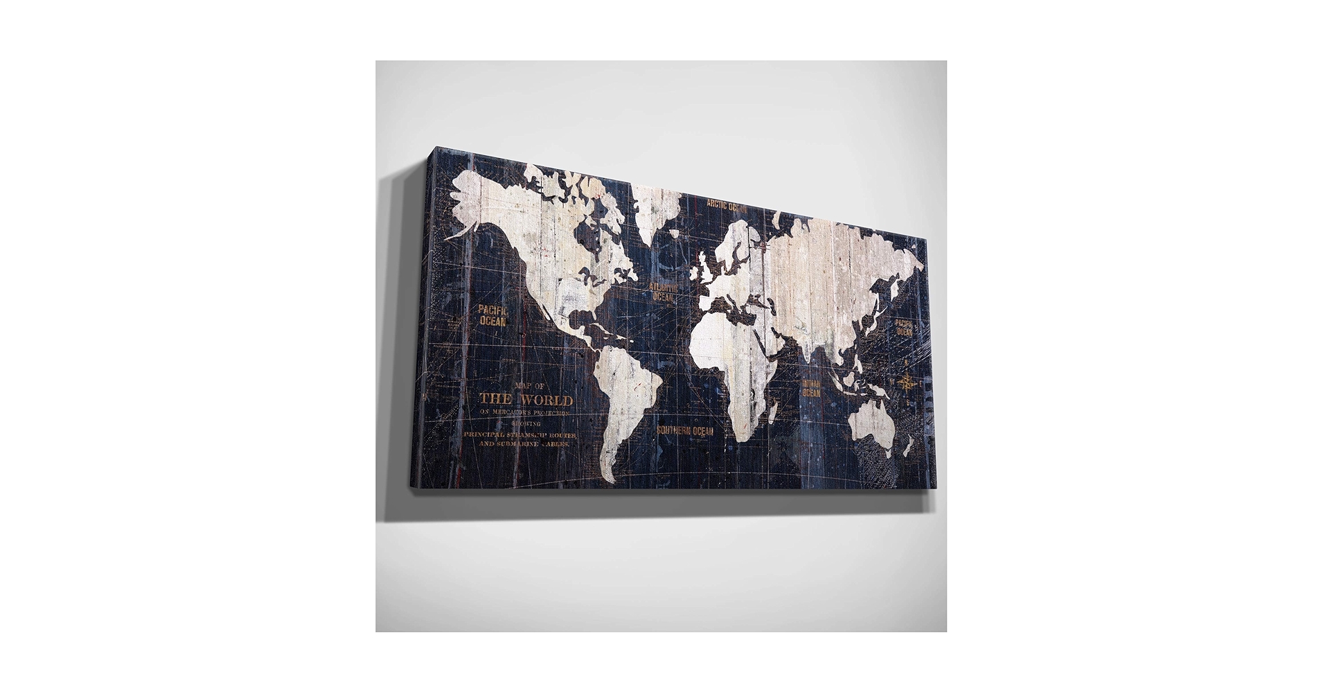 Amazon.com: MISC Navy Blue World Map Wall Art Vintage