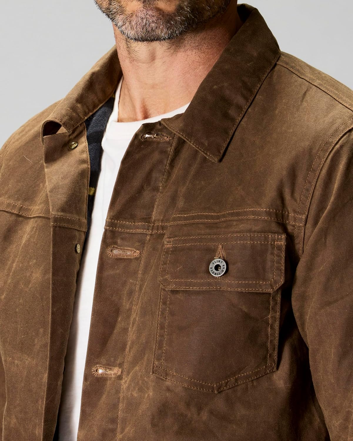 Huckberry Flint and Tinder Men's Flannel-Lined Waxed Trucker Jacket, Water & Weather Resistant Mens Jacket - Image 5