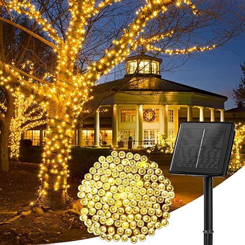Miniatura 15 de Minetom Luces de Cadena Solares para Exteriores, 40 pies 100 Luces LED de Cadena Alimentadas por Energía Solar con 8 Modos de Iluminación, Luces Rojo