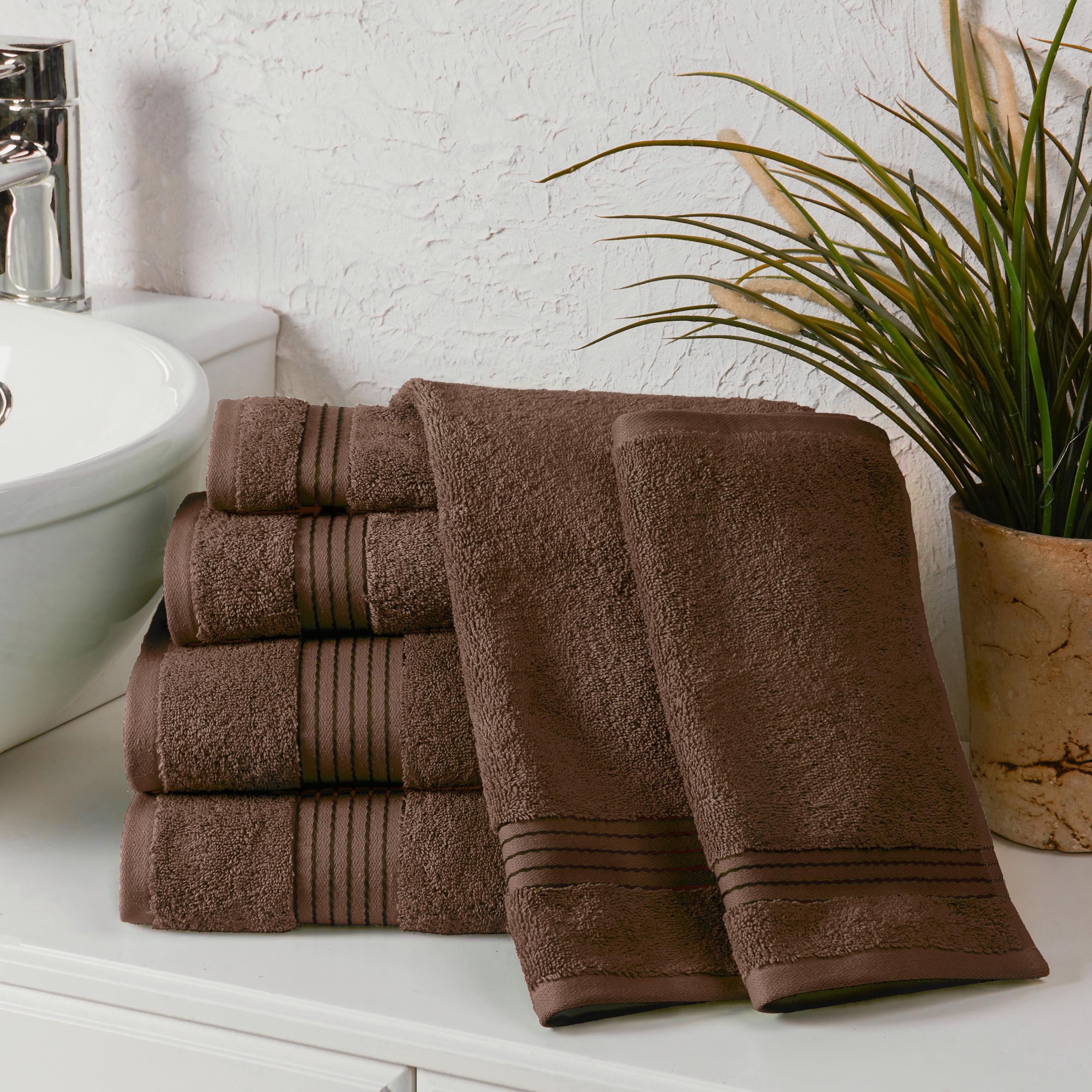 Elegant Comfort Set di 6 asciugamani in cotone di alta qualità, include 2 salviette, 2 asciugamani per le mani e 2 teli da bagno, 100% cotone turco, asciugamani altamente assorbenti e super morbidi