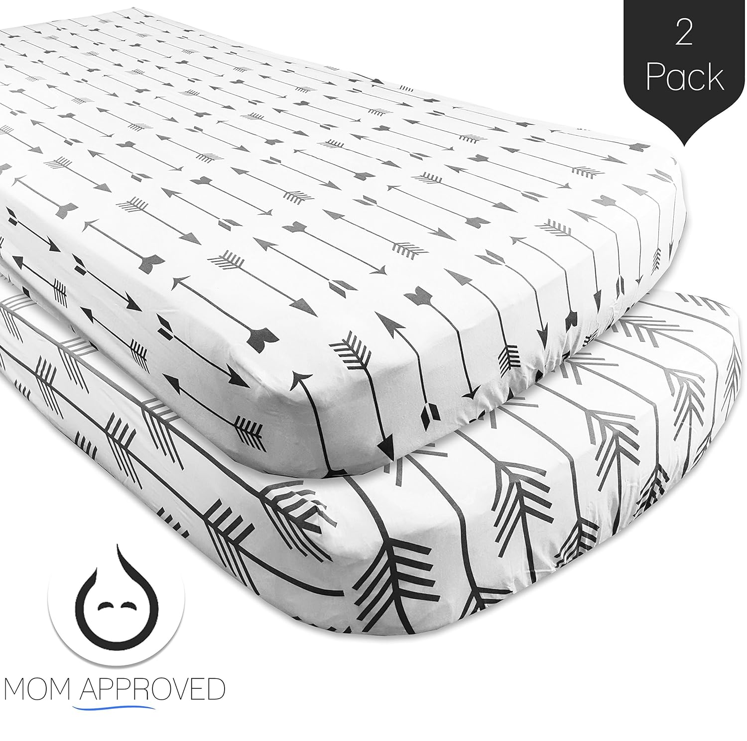 Kaydee Baby Fitted Crib Sheets 2 Pack Modern (Grey Arrows) 100 Soft Cotton