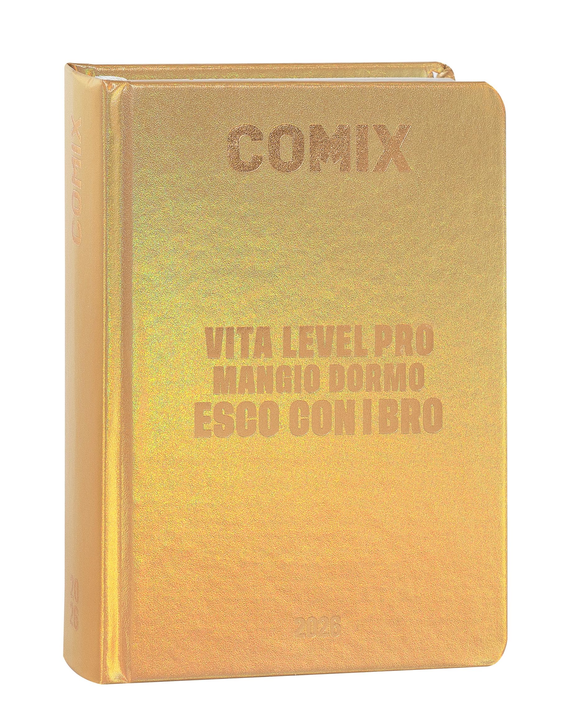 COMIX - Diario Giornaliero 16 Mesi, Diario Scuola 2025-2026, con Copertina Rigida, Ideale per la Scuola Media e Superiore, 13x17.8h cm, Oro