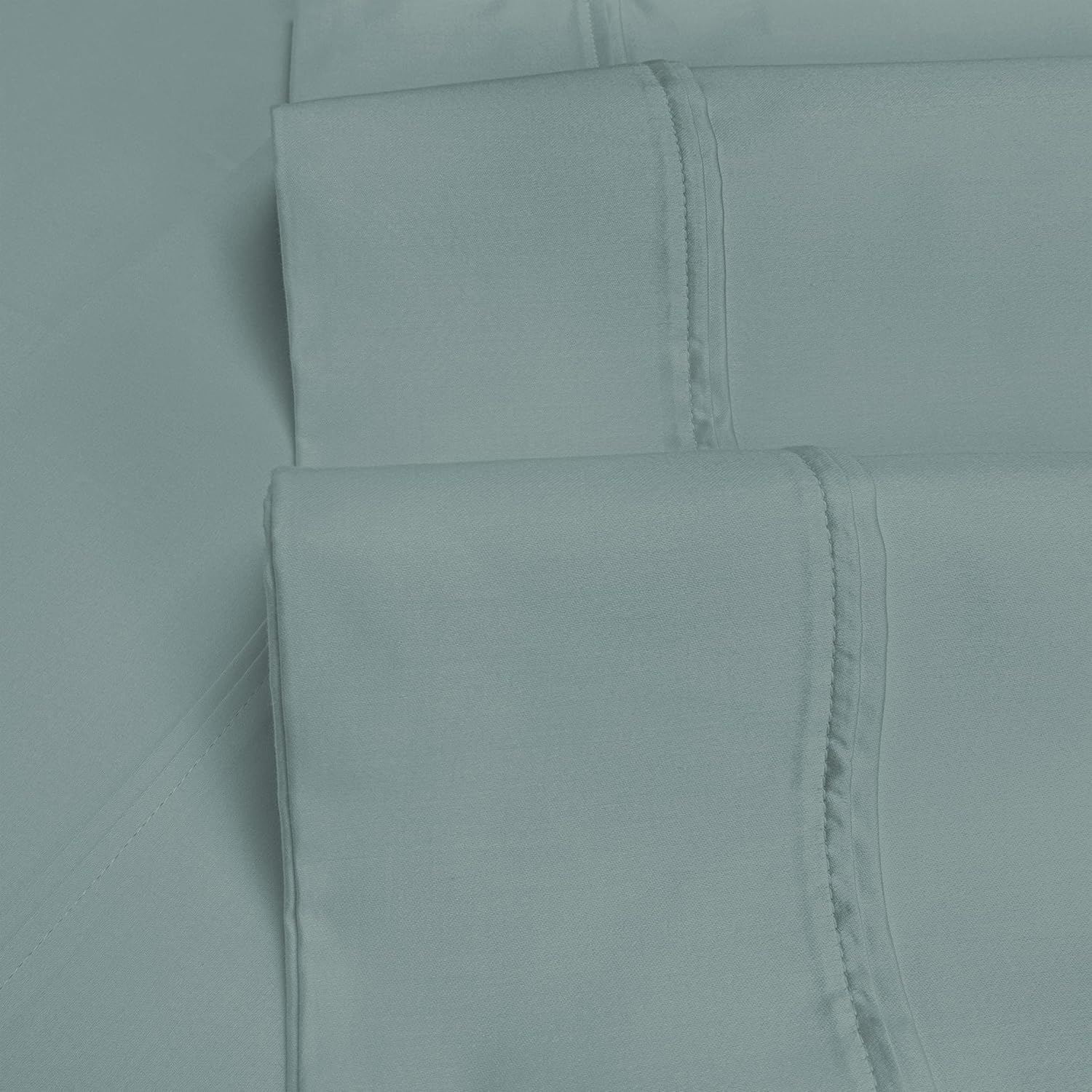 BNM 1200 Thread Count Egyptian Cotton Sheets, Mattress Sheet Sets, Luxury Bedding, 1 Deep Pocket Fitted Sheet, 1 Flat Sheet, 2 Pillowcases, Solid Embroidered Scroll Bedsheets, King, Teal
