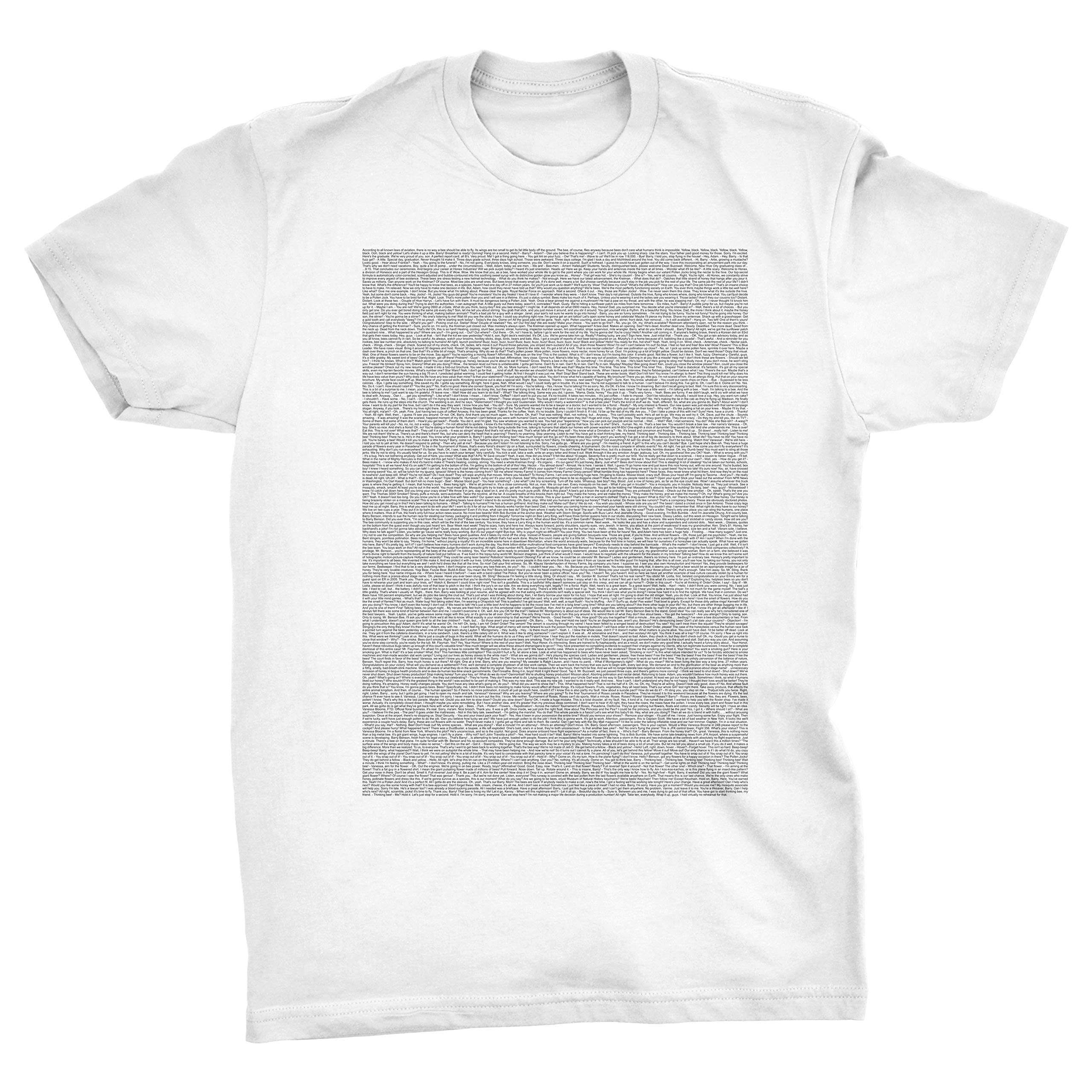 Viper The Bee Movie Script Funny T-Shirt (White, L)