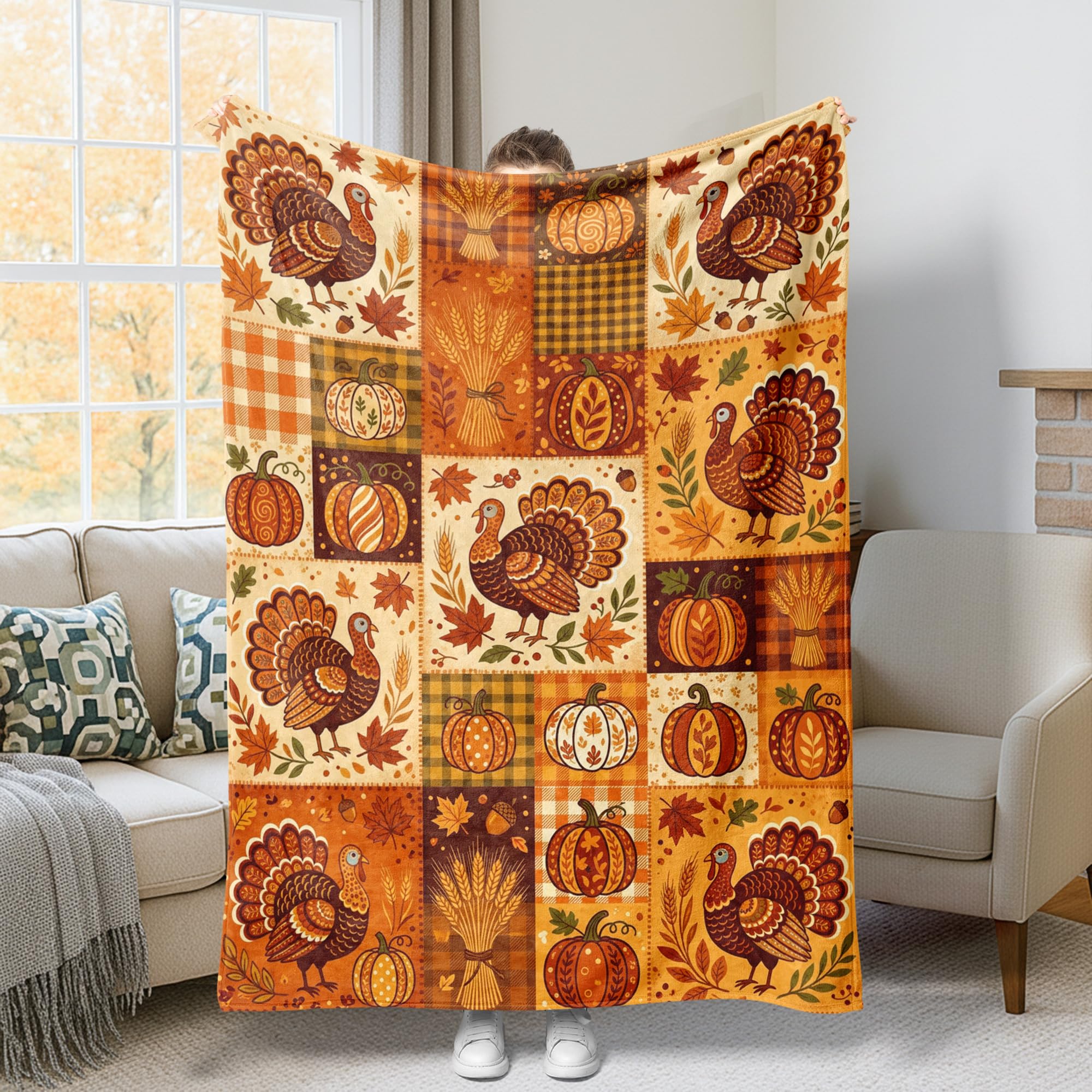 Couverture flanelle douce haut de gamme lit et canapé motif rustique