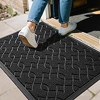 Yimobra 29.5x17 Outdoor Front Door Mat - All-Season Waterproof, Heavy Duty Non-Slip Doormat for Patio Garage Entryway, Black