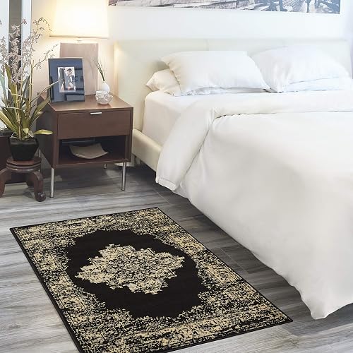 Home Grafix Black 3' x 5' Area Rug - Easy