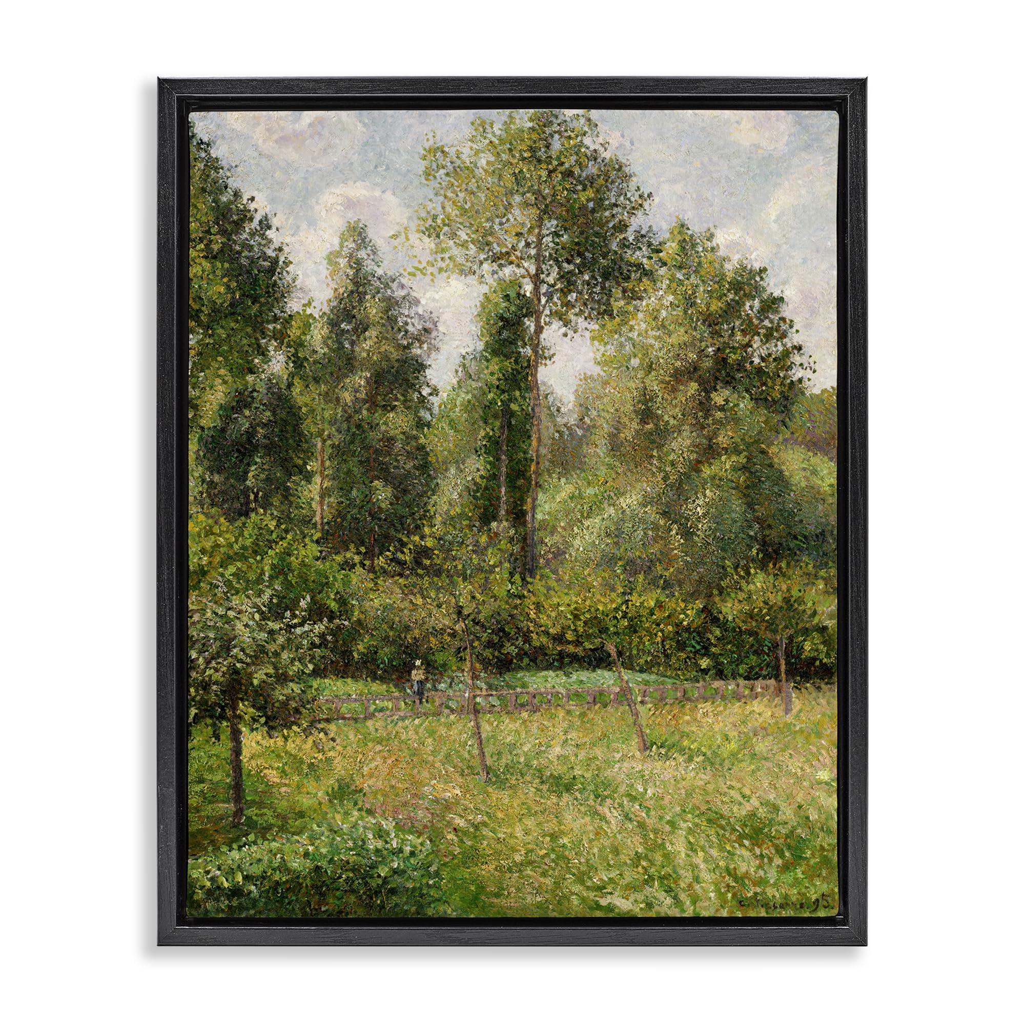 Stupell Industries Jet Black (Matte) 'Poplars Classic Landscape', Floating Frame Canvas Art, Black, 25 X 31 Inches, Easy To Hang And Sturdy, Made In Usa, By Camille Pissarro