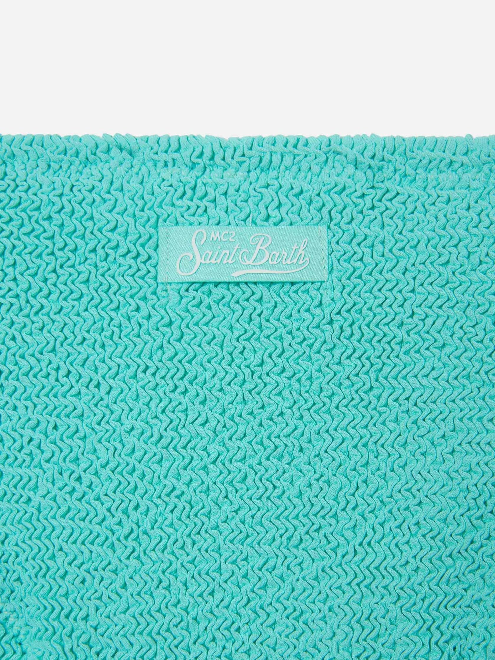 Saint Barth MC2 Costume Bikini 2 Pezzi Nixie in Tessuto Crinkle Verde Acqua