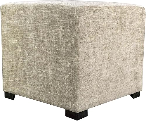 MJL Furniture Designs Merton Collection - Otomana moderna tapizada de tela, con reposapiés de 4 botones, serie Atlas, Sterling