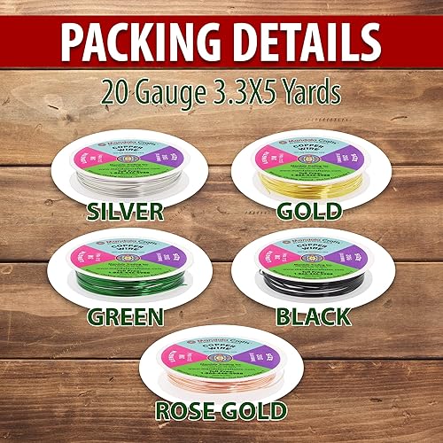 Miniatura 4 de Mandala Crafts Alambre de cobre de calibre 20 para hacer joyas, alambre de cobre surtido, para manualidades, alambre de joyería para envolver 16.5