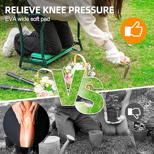 Miniatura 5 de Backyard Expressions Garden Kneeler - Asiento de jardinería multifuncional y rodillero