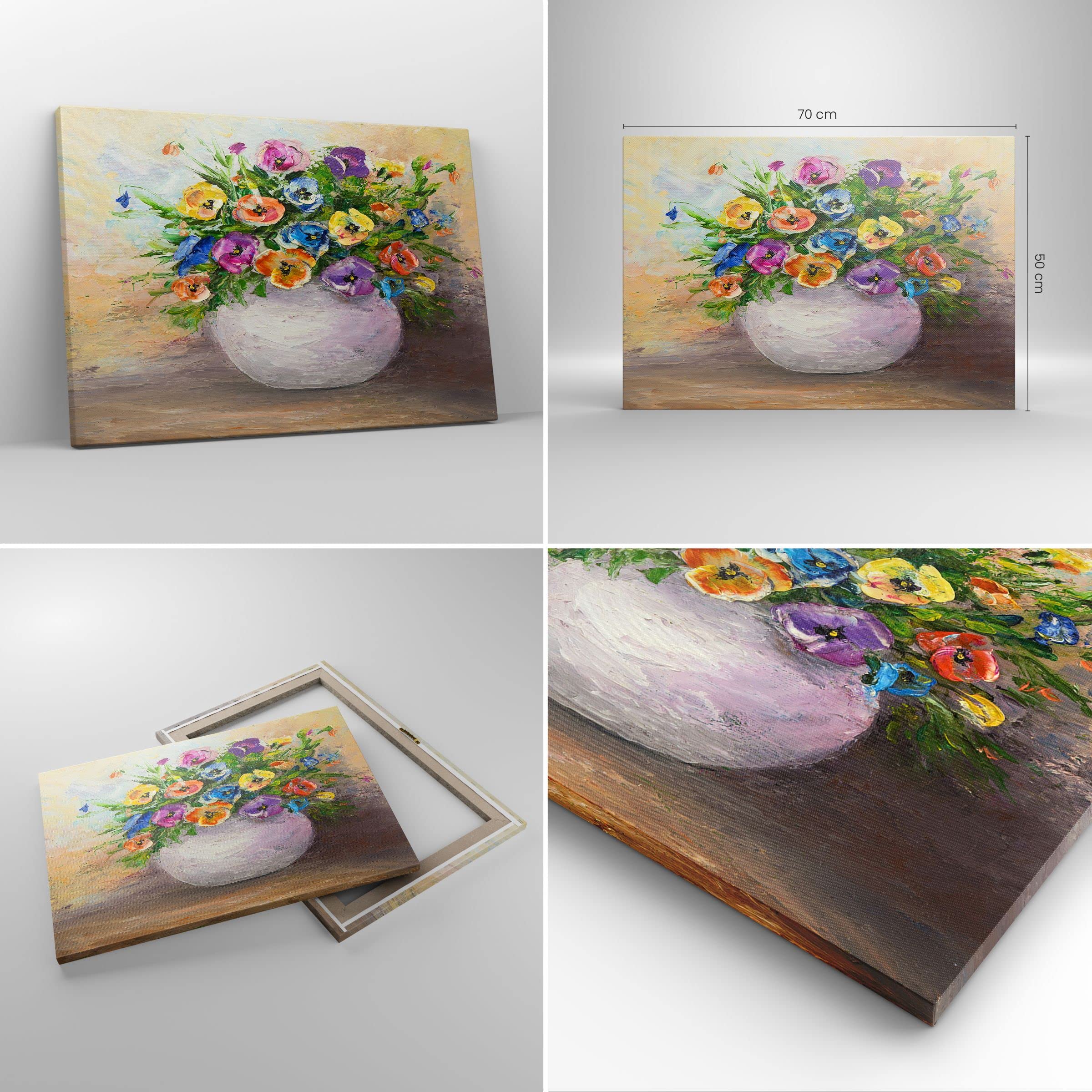 Stampa Su Tela Margherite E Fiori Vari – Quadro Moderno Per Bagno, Letto, Soggiorno – Red Bus Prints® - Foto 6
