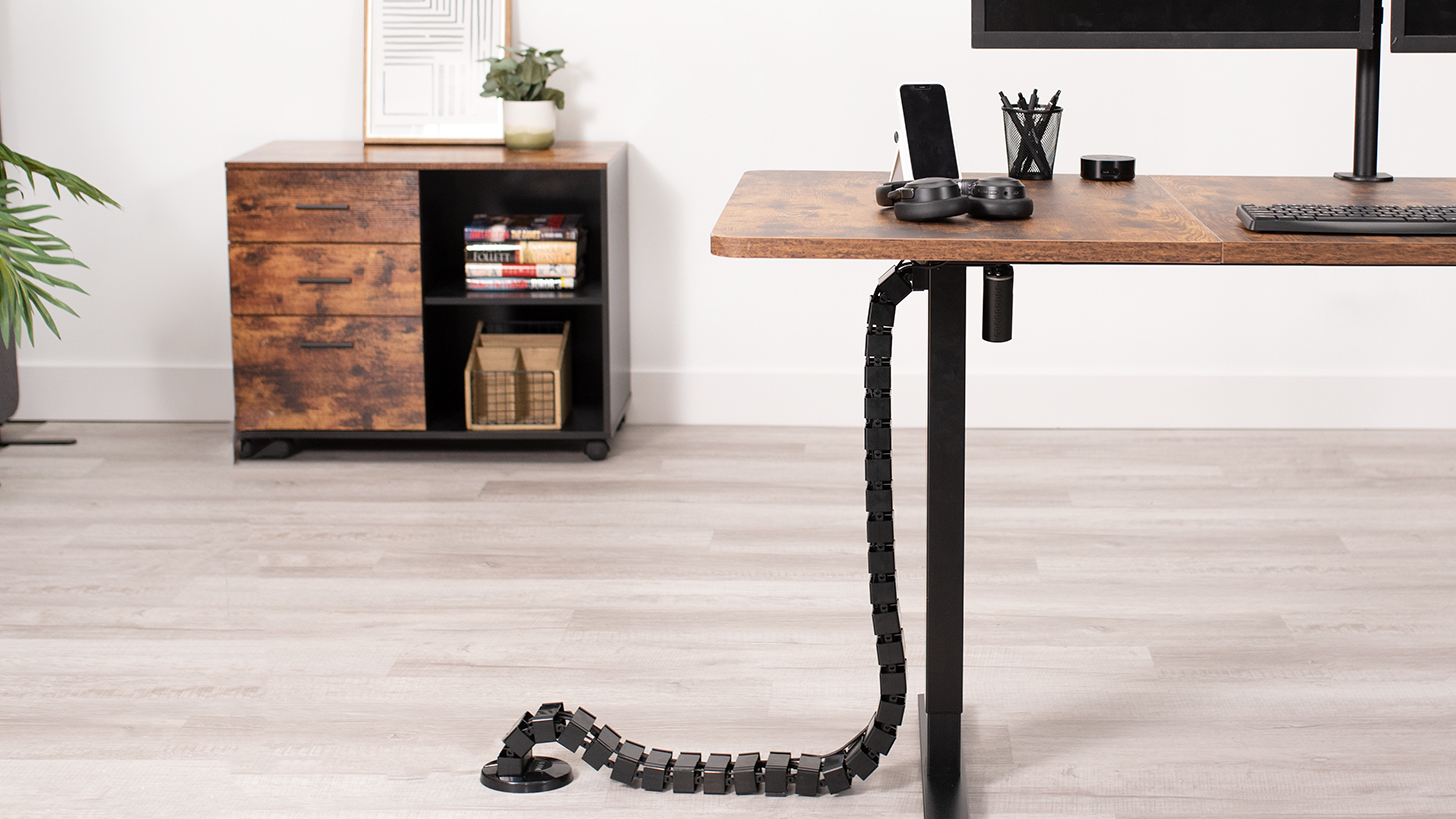 Aazon.co: VIVO Under Desk Vertebrae Cable Anageent Kit, Adjustable Quad Entry Flexible Cord