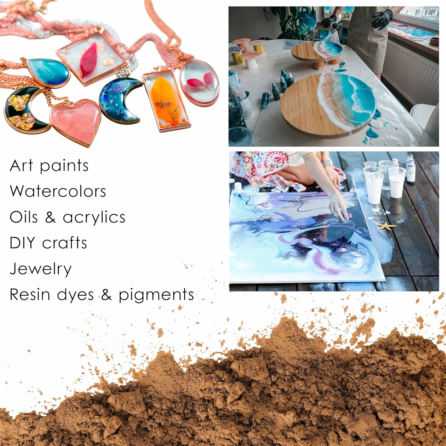 U.S. Art Supply Jewelescent Mica Pearl Pigment Powder, Interference Coffee Brown 3.5 oz (100g) Pouch - Cosmetic Grade, Epoxy Resin Color Pigment, Mica Powder for Resin, Soap, Slime, Candle Dye, Art