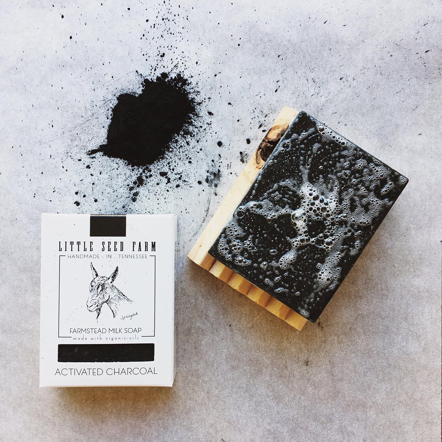 Little Seed Farm Organic Goat’s Milk Soap – 3 Pack of Activated Charcoal Facial and Body Bars – Handmade and Cruelty Free – Detoxifying and Deep Cleaning – Unscented for Sensitive Skin, Net Wt. 4.75oz - Image 4