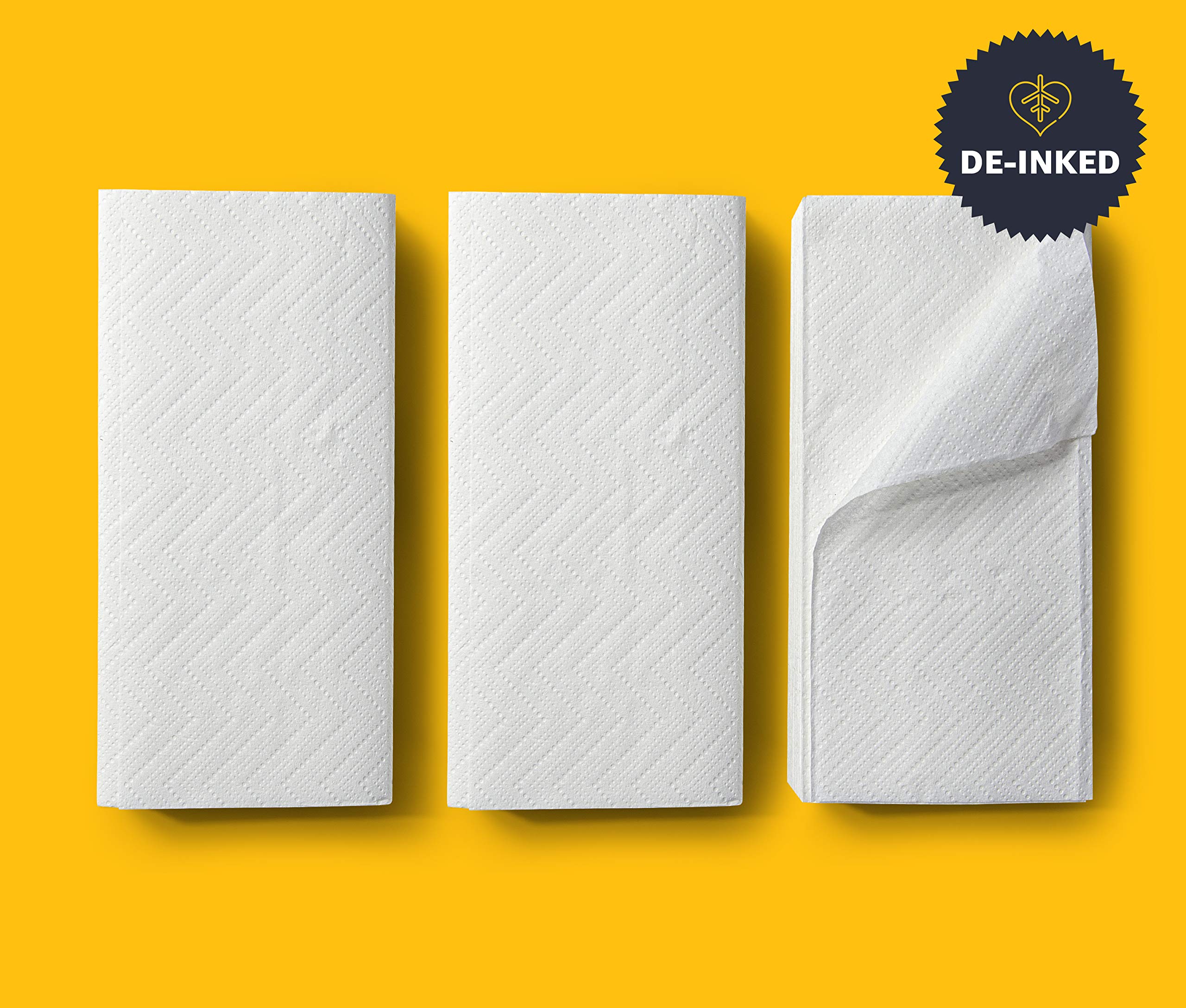 Amazon Commercial Essuie-Mains en Papier 1 Pli (Pliés en V/ZZ), Double Épaisseur, Désencré, 3750 Feuilles (15 Paquets de 250). Taille d’une Feuille : 24cm x 23cm. Compatible avec les Distributeurs H3