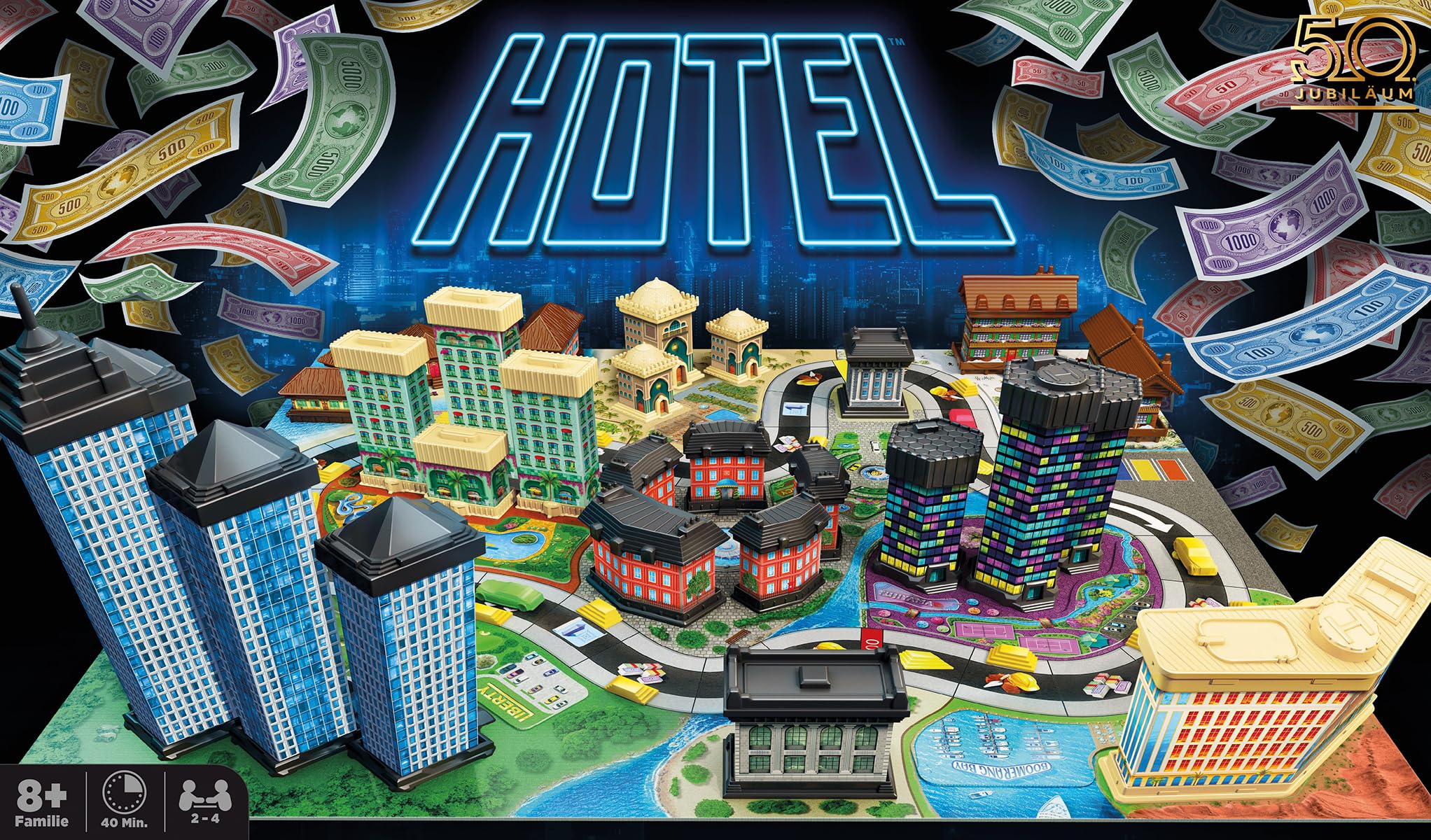 Ooba Games, Hotel (Auflage 2024), Familienspiel, Brettspiel, 2-4 Spieler, Ab 8+ Jahren, 40 Minuten, Deutsch