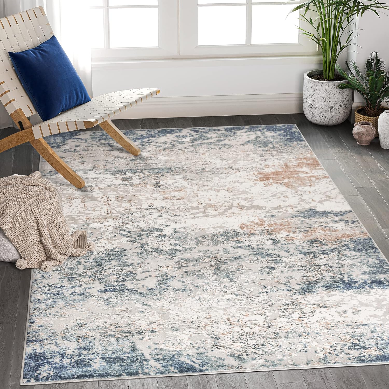 Art&Tuft Washable Rug, AntiSlip Backing Abstract Area Rug