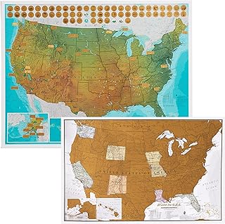 Scratch Off USA National Parks Poster 17 x 22 inches + bonus USA Scratch off Map - Ideal Gift for Outdoor Lovers or Explorers