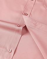 Vista 180 de Alimens & Gentle - Camisas de vestir con bolsillo y manga corta, de color liso y sin arrugas, estilo casual con botones, para hombres